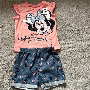 Disney Minnie Mouse Coral and Navy Pajama Set